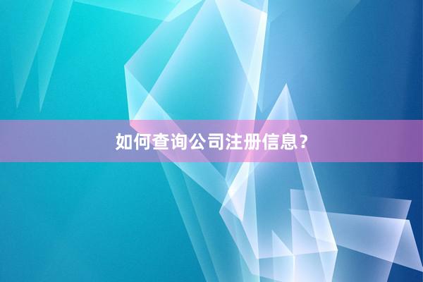 如何查询公司注册信息？